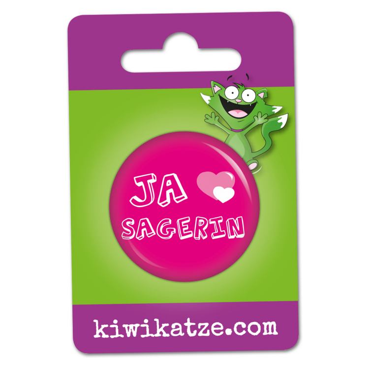Ansteckbutton Ja-Sagerin an Eurolochkarte